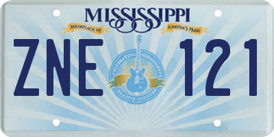 MS license plate ZNE121