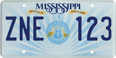 MS license plate ZNE123