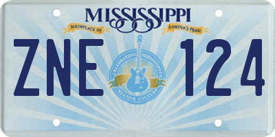 MS license plate ZNE124