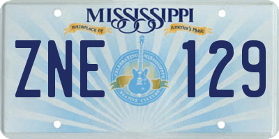 MS license plate ZNE129