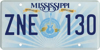 MS license plate ZNE130