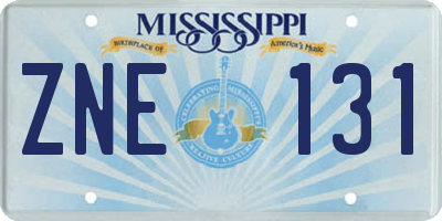 MS license plate ZNE131