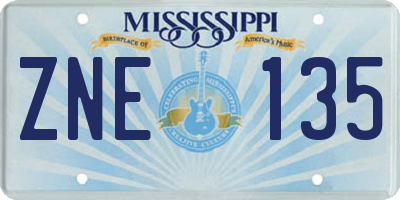 MS license plate ZNE135