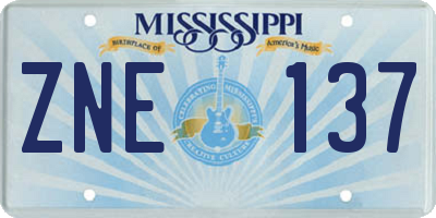 MS license plate ZNE137