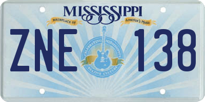 MS license plate ZNE138