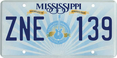 MS license plate ZNE139