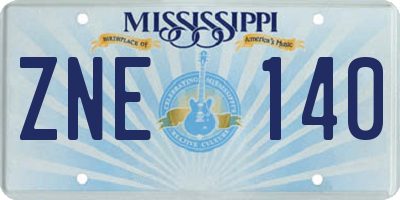 MS license plate ZNE140