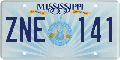 MS license plate ZNE141