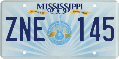MS license plate ZNE145
