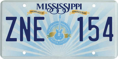 MS license plate ZNE154