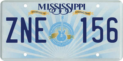 MS license plate ZNE156
