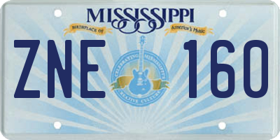 MS license plate ZNE160