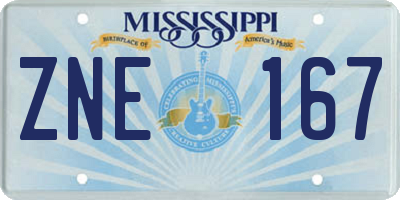 MS license plate ZNE167