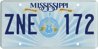 MS license plate ZNE172