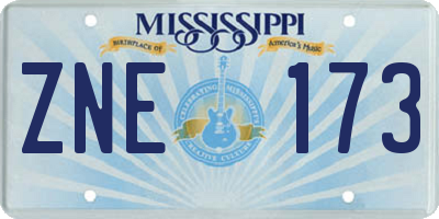 MS license plate ZNE173