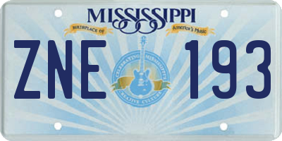 MS license plate ZNE193