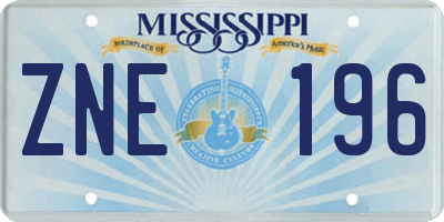 MS license plate ZNE196