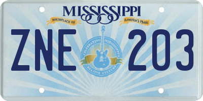 MS license plate ZNE203