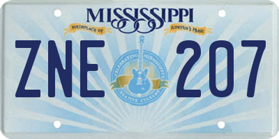 MS license plate ZNE207