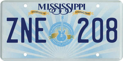 MS license plate ZNE208