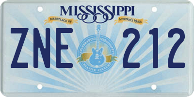 MS license plate ZNE212