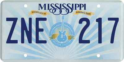 MS license plate ZNE217