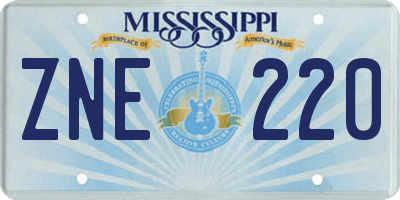 MS license plate ZNE220