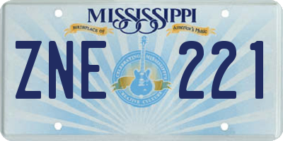 MS license plate ZNE221