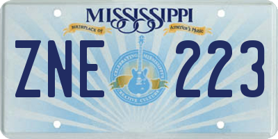 MS license plate ZNE223