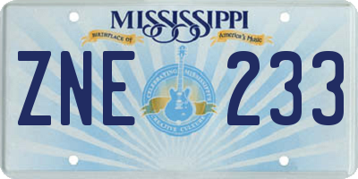 MS license plate ZNE233