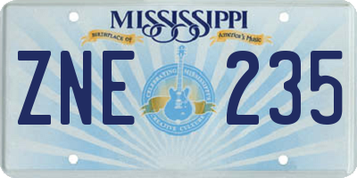 MS license plate ZNE235