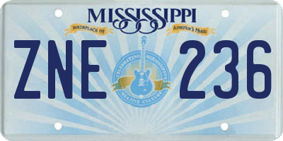 MS license plate ZNE236