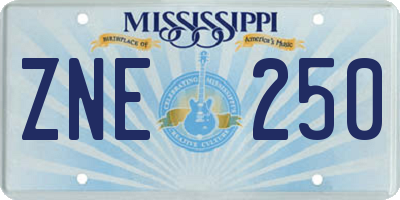 MS license plate ZNE250