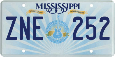 MS license plate ZNE252