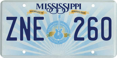 MS license plate ZNE260