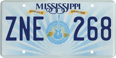 MS license plate ZNE268