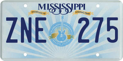 MS license plate ZNE275