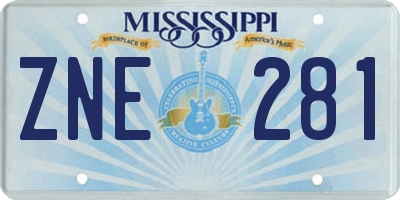 MS license plate ZNE281