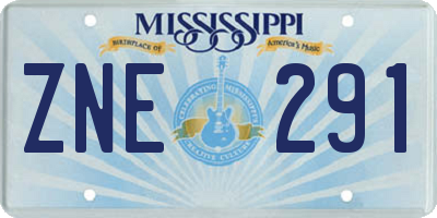 MS license plate ZNE291