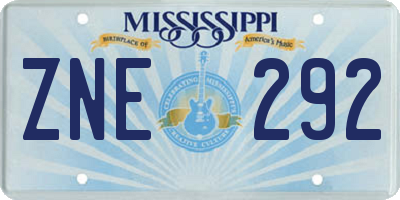 MS license plate ZNE292