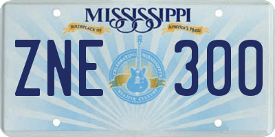MS license plate ZNE300