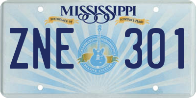 MS license plate ZNE301