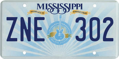MS license plate ZNE302