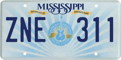 MS license plate ZNE311