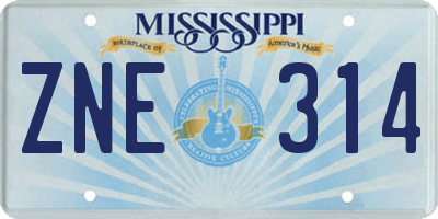 MS license plate ZNE314