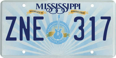 MS license plate ZNE317