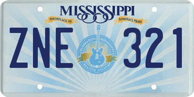 MS license plate ZNE321