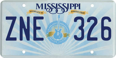 MS license plate ZNE326