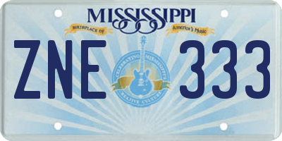 MS license plate ZNE333