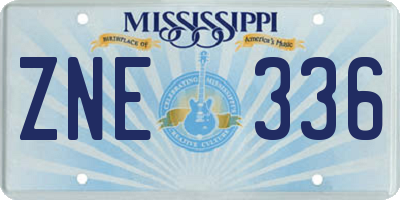 MS license plate ZNE336